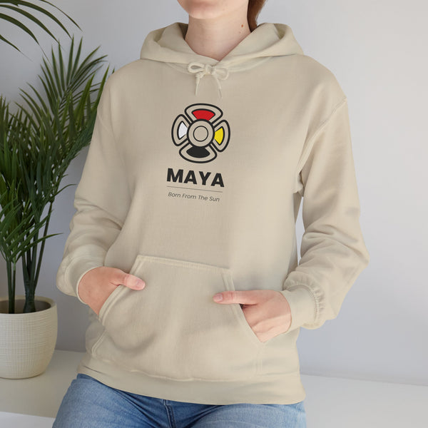 MAYA “Born From the Sun” Hoodie | Premium Streetwear | Mayan Sun Symbol Design (Flor Maya) | Unisex Heavy Blend™ Hooded Sweatshirt