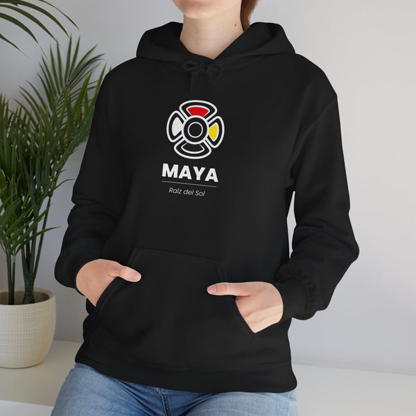 MAYA “Raíz del Sol” Hoodie | Premium Streetwear | Mayan Sun Symbol Design (Flor Maya) | Unisex Heavy Blend™ Hooded Sweatshirt