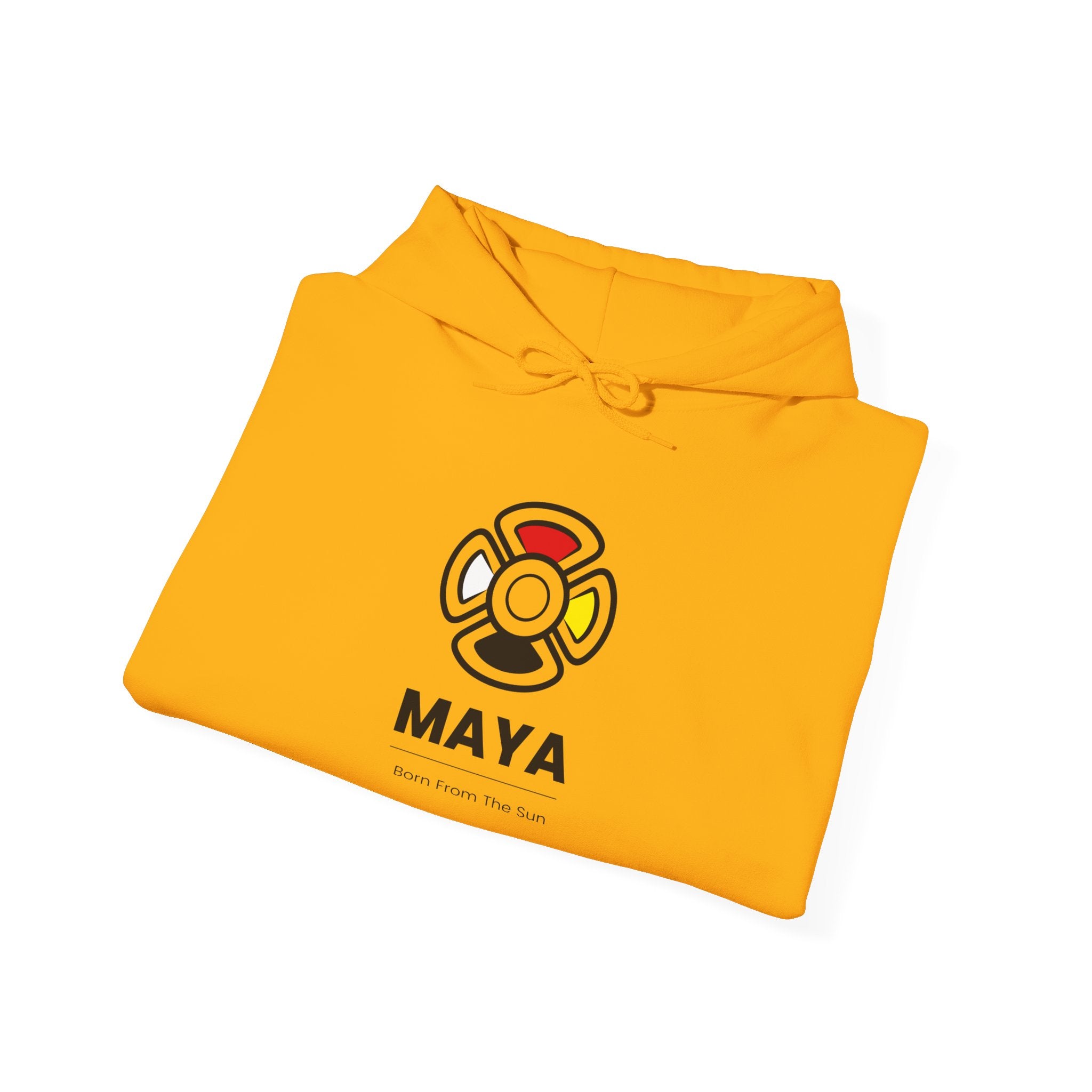 MAYA “Born From the Sun” Hoodie | Premium Streetwear | Mayan Sun Symbol Design (Flor Maya) | Unisex Heavy Blend™ Hooded Sweatshirt