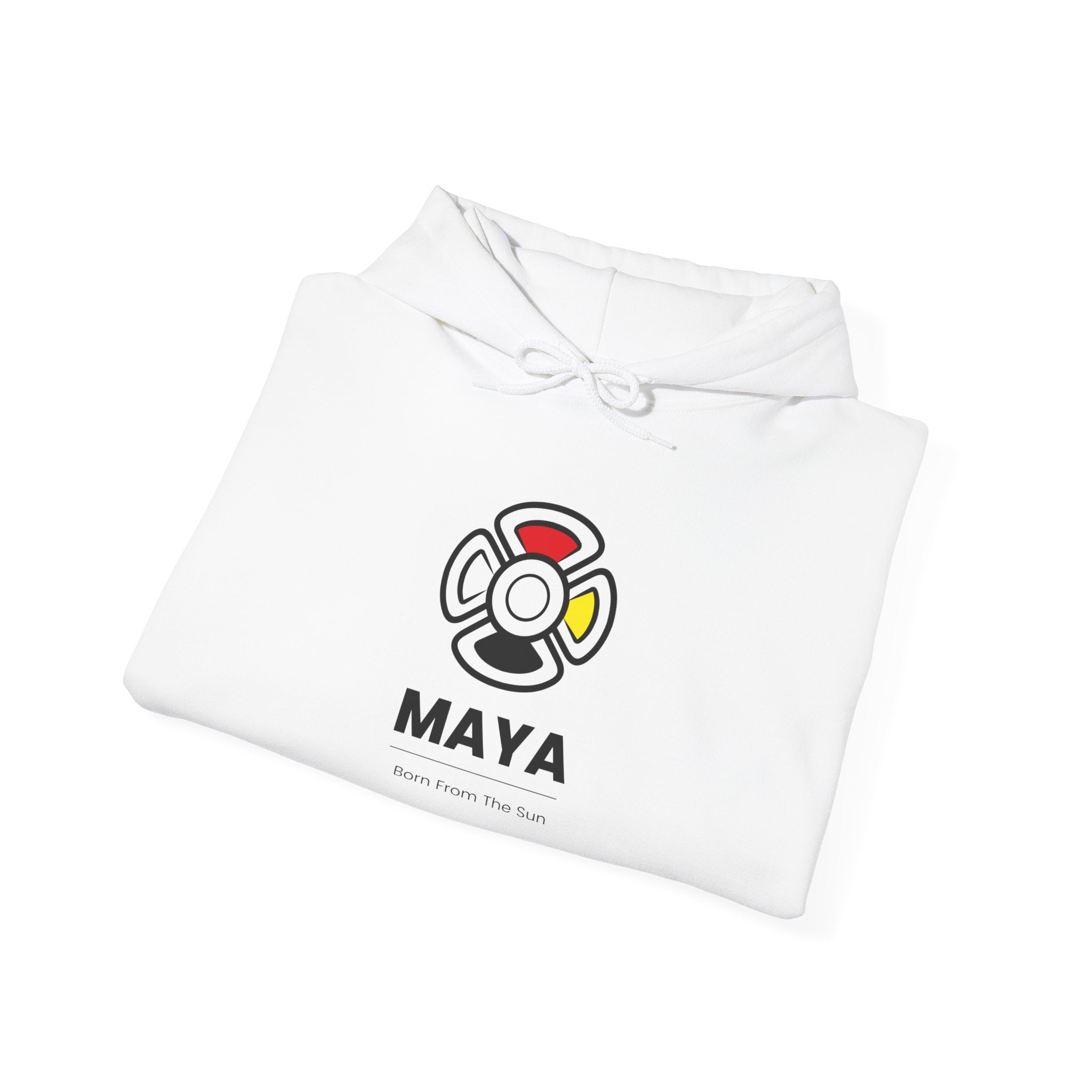 MAYA “Born From the Sun” Hoodie | Premium Streetwear | Mayan Sun Symbol Design (Flor Maya) | Unisex Heavy Blend™ Hooded Sweatshirt