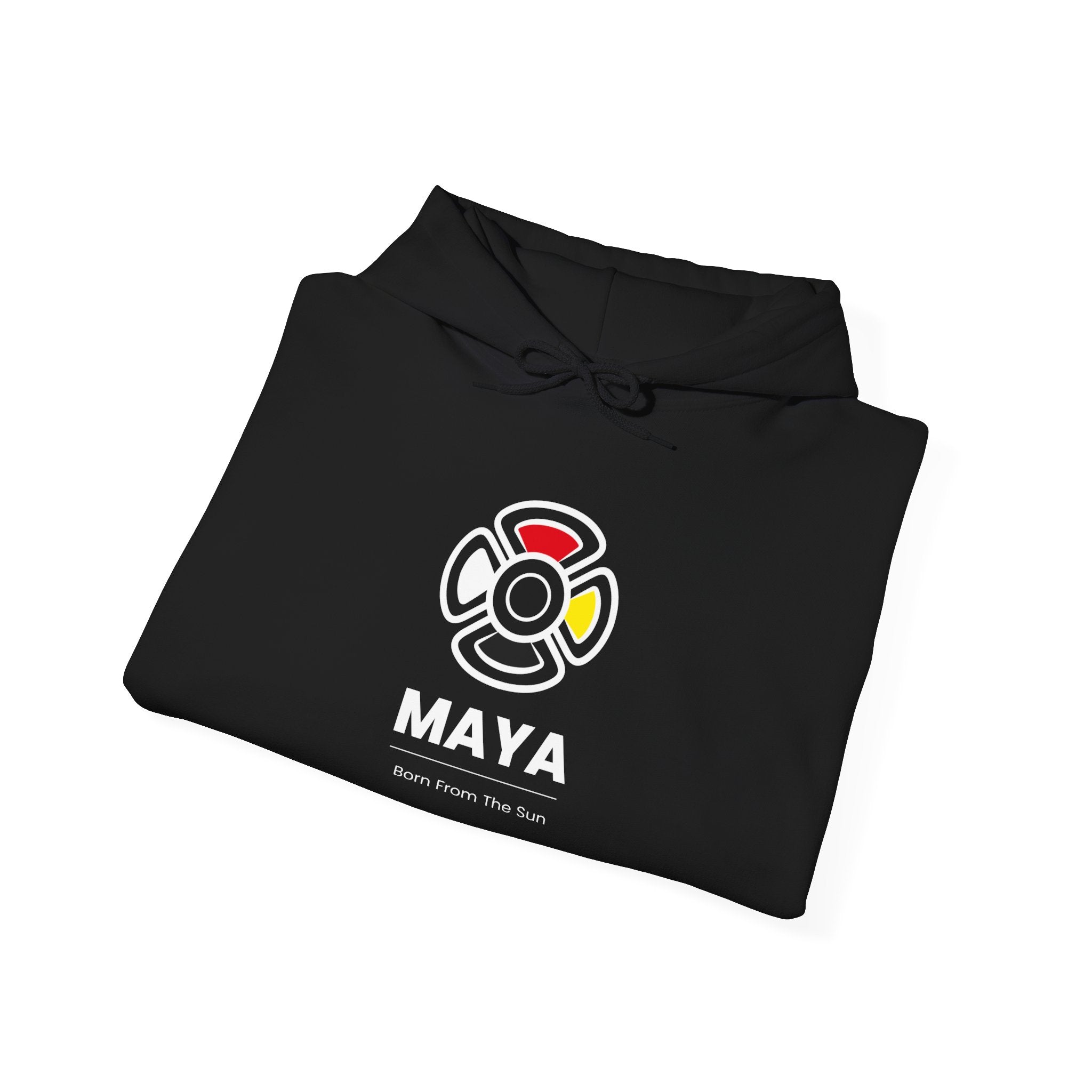 MAYA “Born From the Sun” Hoodie | Premium Streetwear | Mayan Sun Symbol Design (Flor Maya) | Unisex Heavy Blend™ Hooded Sweatshirt