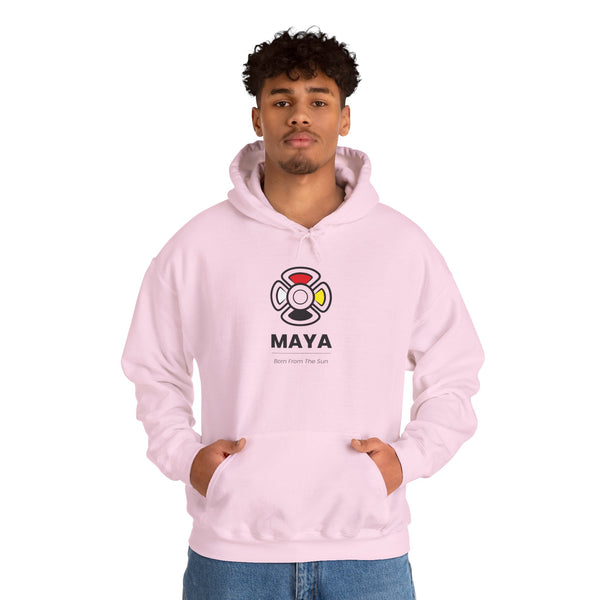 MAYA “Born From the Sun” Hoodie | Premium Streetwear | Mayan Sun Symbol Design (Flor Maya) | Unisex Heavy Blend™ Hooded Sweatshirt