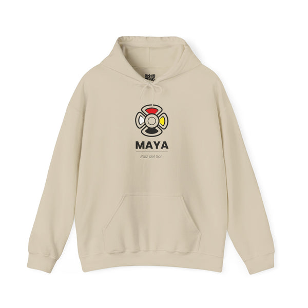 MAYA “Raíz del Sol” Hoodie | Premium Streetwear | Mayan Sun Symbol Design (Flor Maya) | Unisex Heavy Blend™ Hooded Sweatshirt