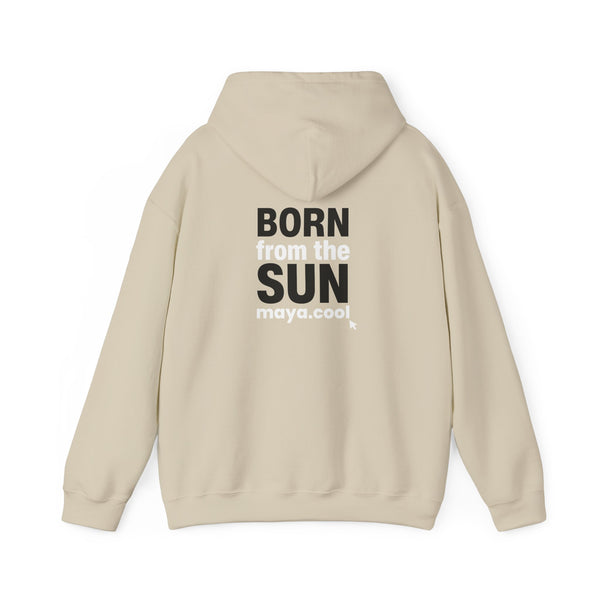 MAYA “Born From the Sun” Hoodie | Premium Streetwear | Mayan Sun Symbol Design (Flor Maya) | Unisex Heavy Blend™ Hooded Sweatshirt