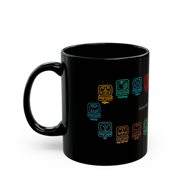 Guardianes del Mundo Maya Black Mug (11oz & 15oz) | 20 Maya Nahuales | Cholqij (Cholq'ij) Calendar