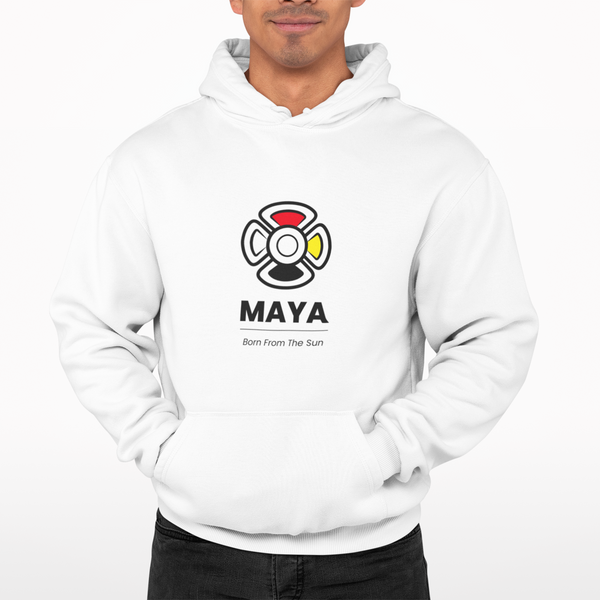 MAYA “Born From the Sun” Hoodie | Premium Streetwear | Mayan Sun Symbol Design (Flor Maya) | Unisex Heavy Blend™ Hooded Sweatshirt