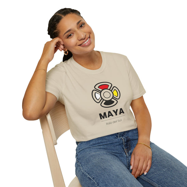 MAYA “Raíz del Sol” Camiseta | Con el Símbolo del Sol Maya (Flor Maya) | Playera Minimalista Unisex de Inspiración Cultural