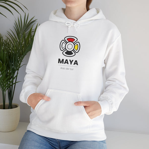 MAYA “Raíz del Sol” Hoodie | Premium Streetwear | Mayan Sun Symbol Design (Flor Maya) | Unisex Heavy Blend™ Hooded Sweatshirt