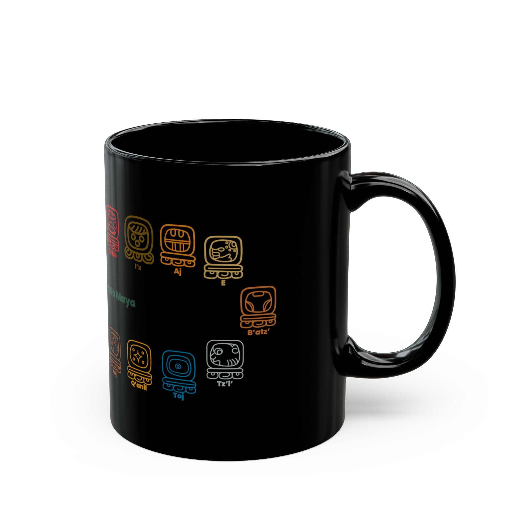 Guardianes del Mundo Maya Black Mug (11oz & 15oz) | 20 Maya Nahuales | Cholqij (Cholq'ij) Calendar