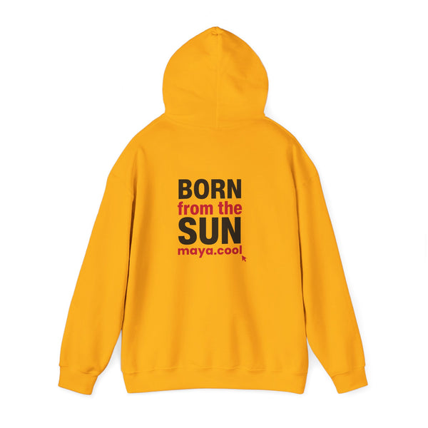 MAYA “Born From the Sun” Hoodie | Premium Streetwear | Mayan Sun Symbol Design (Flor Maya) | Unisex Heavy Blend™ Hooded Sweatshirt