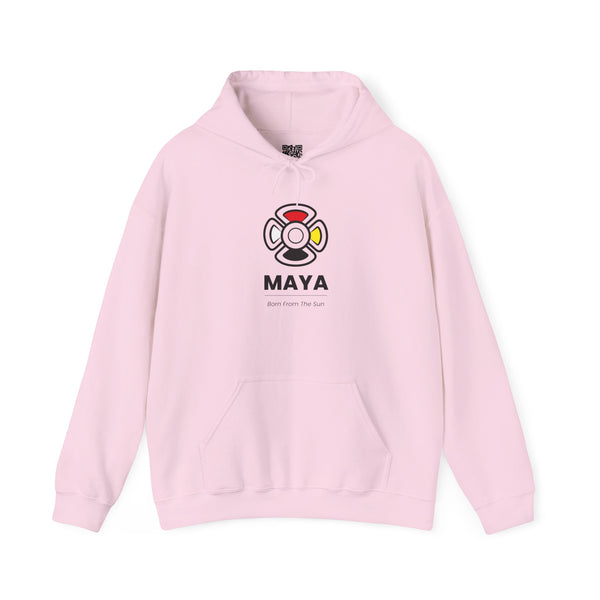 MAYA “Born From the Sun” Hoodie | Premium Streetwear | Mayan Sun Symbol Design (Flor Maya) | Unisex Heavy Blend™ Hooded Sweatshirt