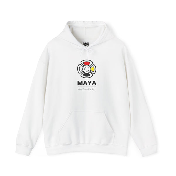 MAYA “Born From the Sun” Hoodie | Premium Streetwear | Mayan Sun Symbol Design (Flor Maya) | Unisex Heavy Blend™ Hooded Sweatshirt