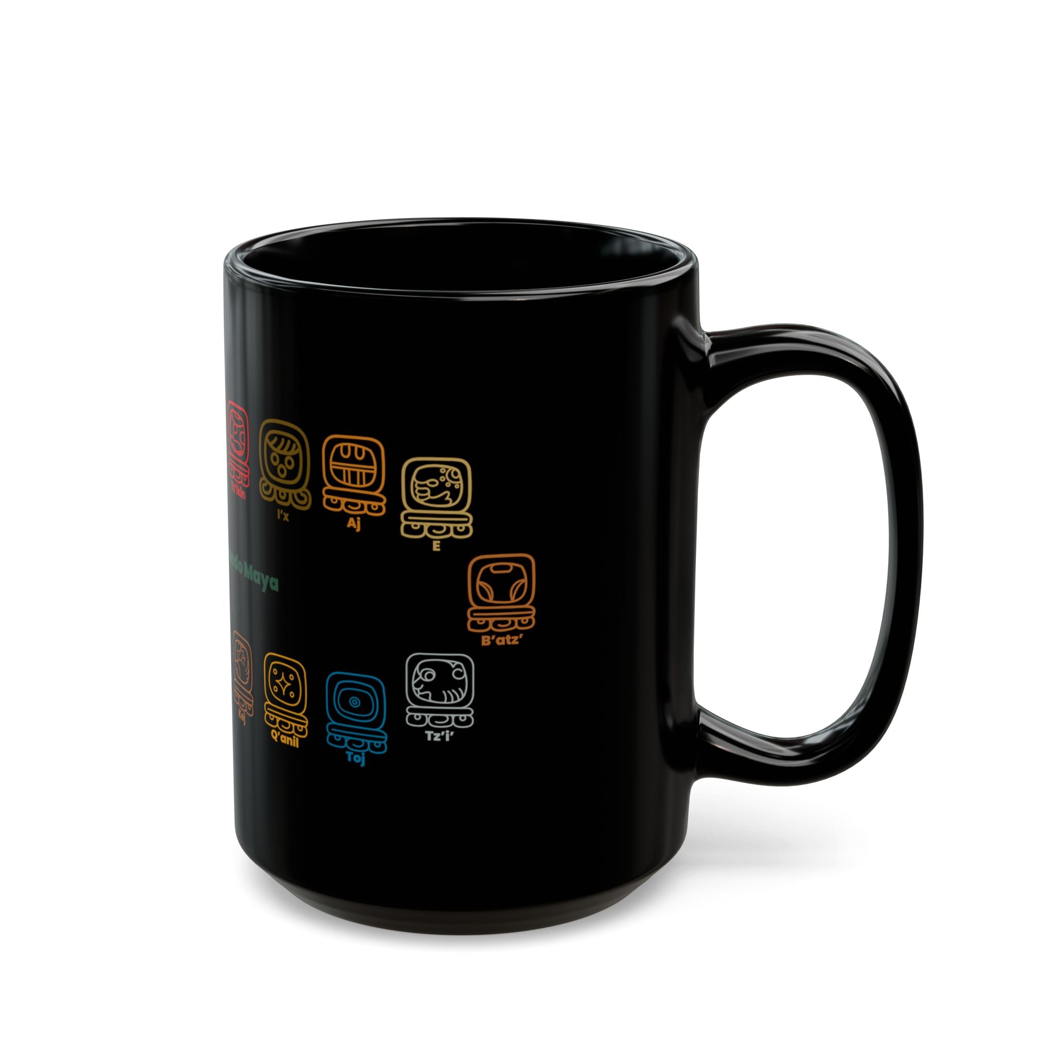 Guardianes del Mundo Maya Black Mug (11oz & 15oz) | 20 Maya Nahuales | Cholqij (Cholq'ij) Calendar