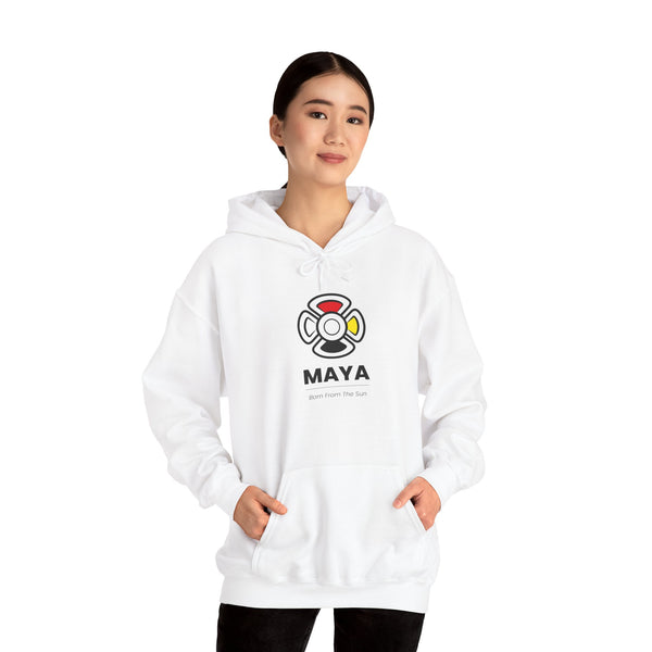 MAYA “Born From the Sun” Hoodie | Premium Streetwear | Mayan Sun Symbol Design (Flor Maya) | Unisex Heavy Blend™ Hooded Sweatshirt