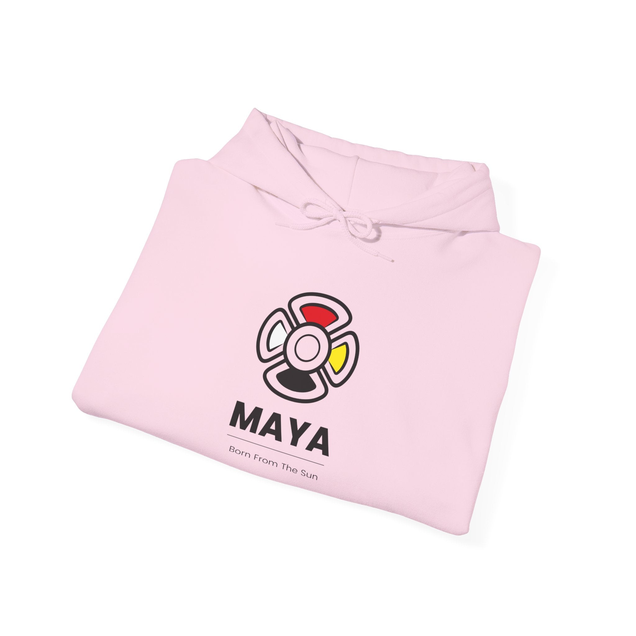MAYA “Born From the Sun” Hoodie | Premium Streetwear | Mayan Sun Symbol Design (Flor Maya) | Unisex Heavy Blend™ Hooded Sweatshirt