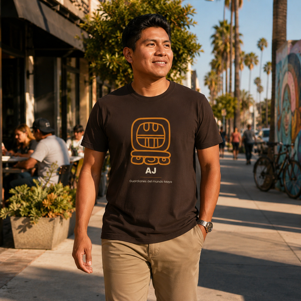 Camiseta AJ – Nahual Maya | Guardianes del Mundo Maya | Cholq'ij - worn by a man